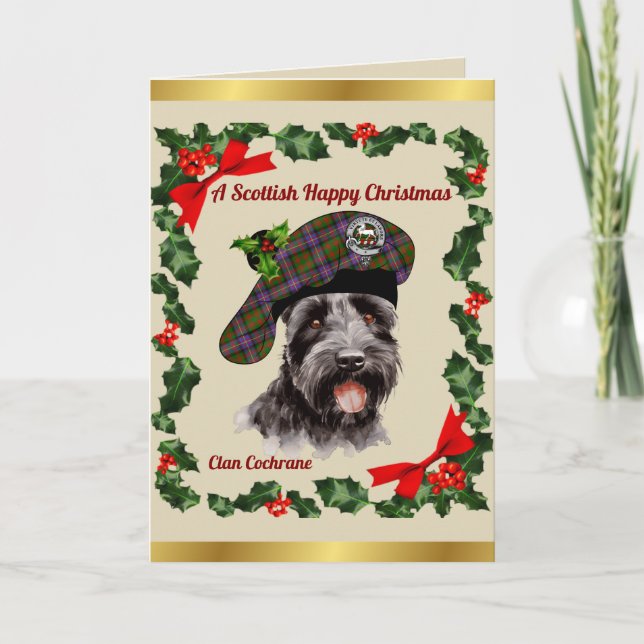 Cochrane Scottie Dog Personalized Xmas Card (Front)