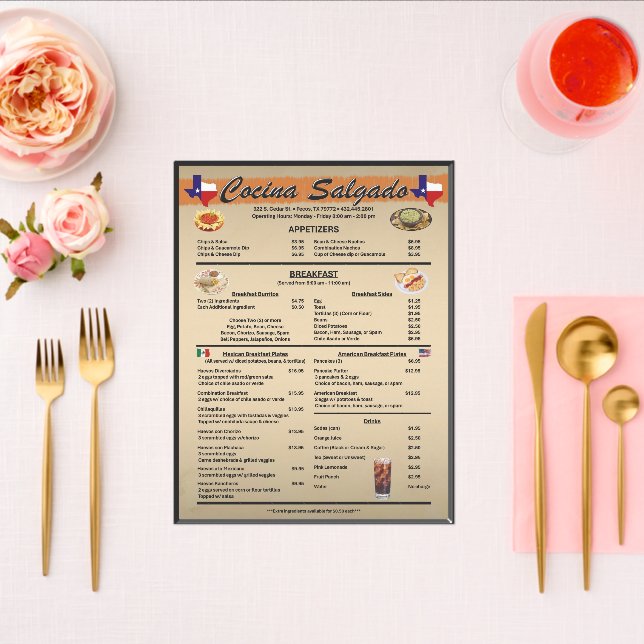 Cocina Selgado Menu (Insitu(Wedding))
