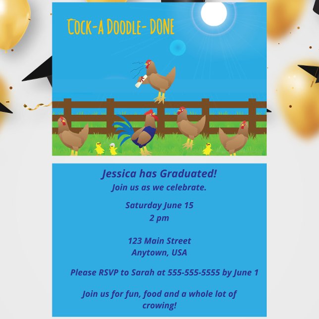Cock-a doodle DONE Graduation Invitation (Creator Uploaded)