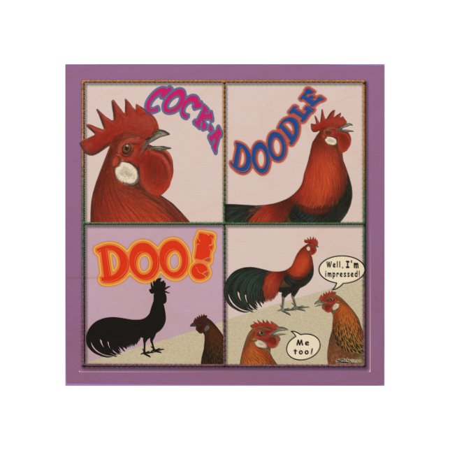 Cock-A-Doodle-Doo! Wood Wall Art (Front)