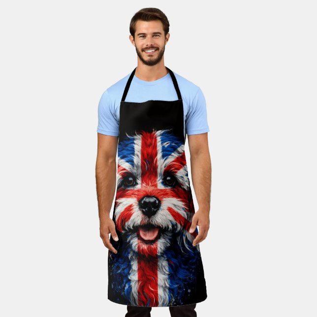 Cockapoo Apron Union Jack British Dog Gift (Worn)