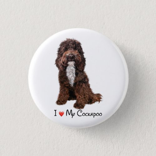 Cockapoo badge chocolate tuxedo button