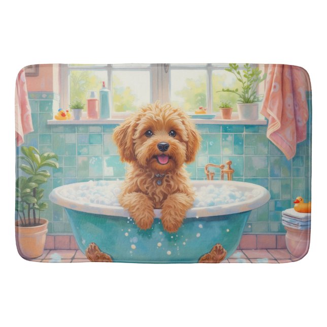 Cockapoo Bath Time Cute Bathroom Decor Mat (Front)