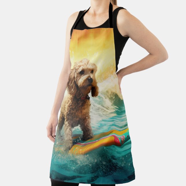 Cockapoo Beach Surfing Painting  Apron (Insitu)