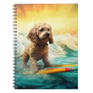 Cockapoo Beach Surfing Painting Notebook