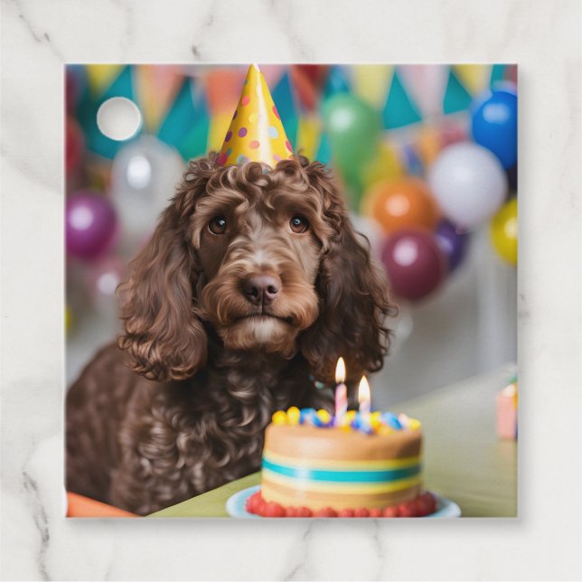 Cockapoo Birthday Party Favor Tags (Front)