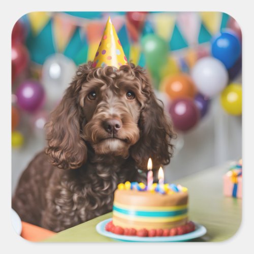 Cockapoo Birthday Party Square Sticker