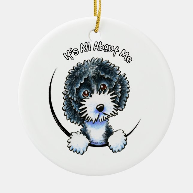 Cockapoo Black Parti IAAM Ceramic Ornament (Front)