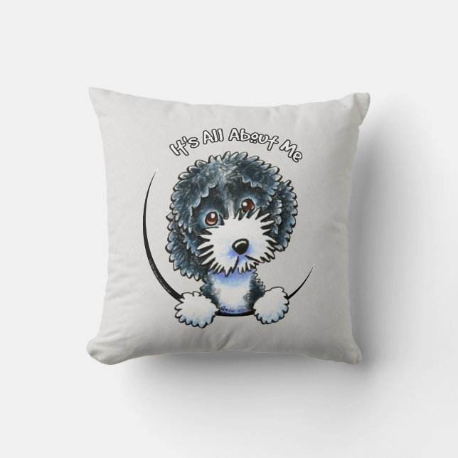 Cockapoo Black Parti IAAM Throw Pillow (Front)