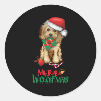 Cockapoo Cavapoo Doodle Santa Merry Woofmas Classic Round Sticker