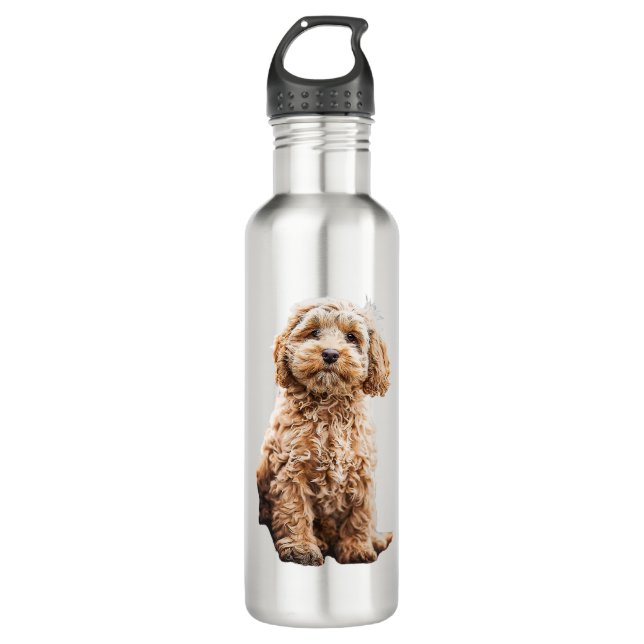 Cockapoo Cavoodle Labradoodle Cute Puppy Dog- Pood Stainless Steel Water Bottle (Front)