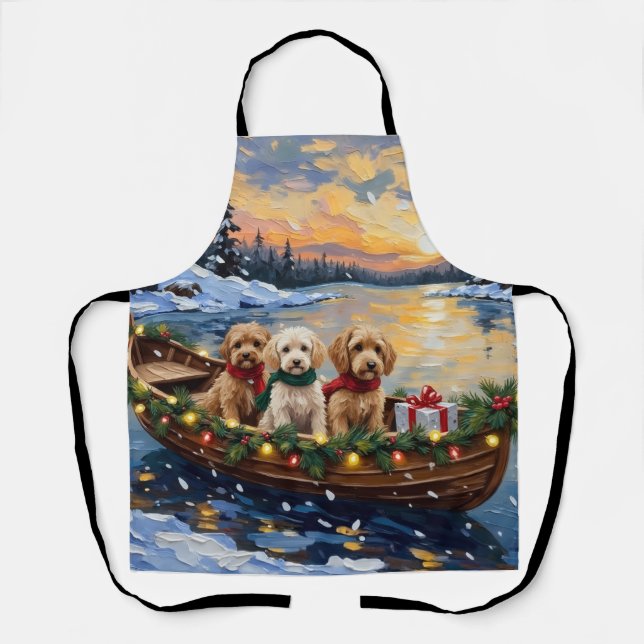 Cockapoo Christmas Boat Holiday Apron (Front)
