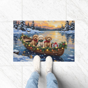 Cockapoo Christmas Boat Holiday Doormat