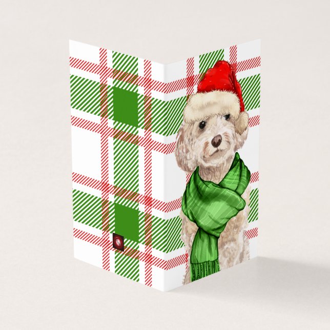 Cockapoo Christmas Dog Red and Green Plaid Holiday (Outside)