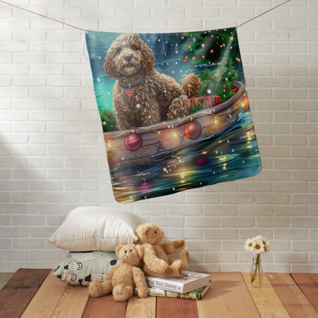 Cockapoo Christmas Festive Voyage Baby Blanket (In Situ)