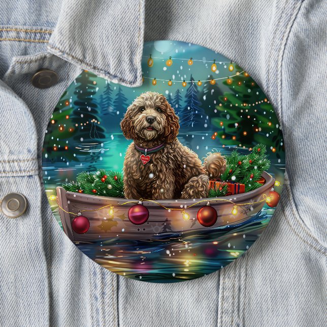 Cockapoo Christmas Festive Voyage Button (In Situ)