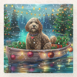 Cockapoo Christmas Festive Voyage Glass Coaster