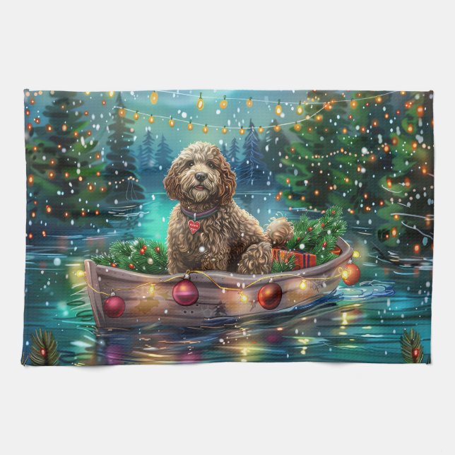 Cockapoo Christmas Festive Voyage Kitchen Towel (Horizontal)