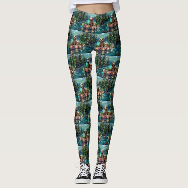 Cockapoo Christmas Festive Voyage Leggings (Front)