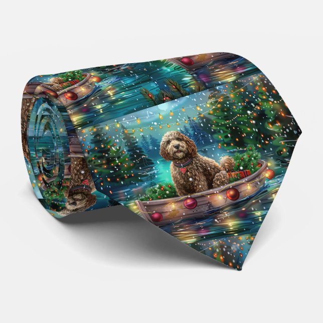 Cockapoo Christmas Festive Voyage Neck Tie (Rolled)