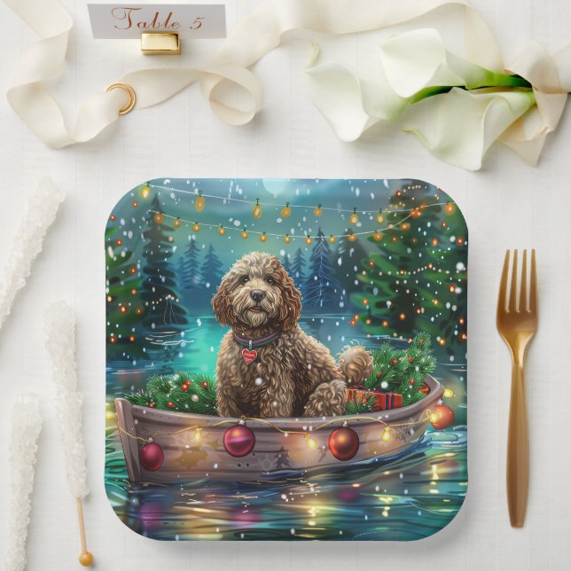 Cockapoo Christmas Festive Voyage Paper Plates (Wedding)