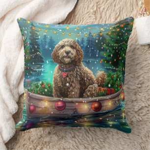 Cockapoo Christmas Festive Voyage Throw Pillow