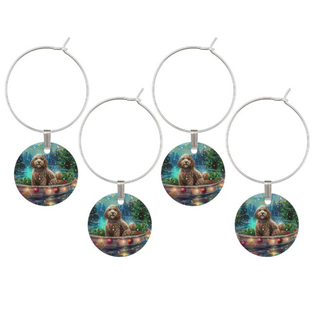 Cockapoo Christmas Festive Voyage Wine Charm (Staggered)
