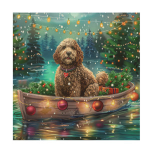 Cockapoo Christmas Festive Voyage Wood Wall Art