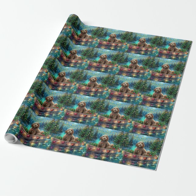 Cockapoo Christmas Festive Voyage Wrapping Paper (Unrolled)