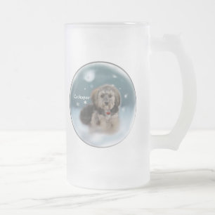 Cockapoo Christmas Gifts Frosted Glass Beer Mug