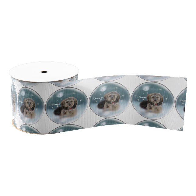 Cockapoo Christmas Grosgrain Ribbon (Spool)