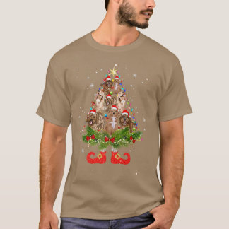 Cockapoo Christmas Tree Lights Cute Santa Hat Dog  T-Shirt