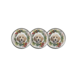 Cockapoo Christmas Wreath Festive Pup  Golf Ball Marker