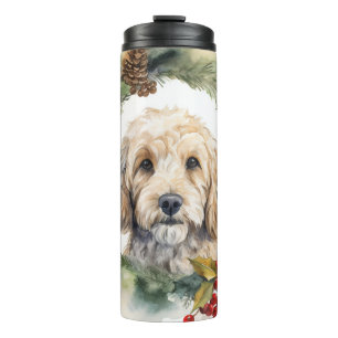 Cockapoo Christmas Wreath Festive Pup Thermal Tumbler