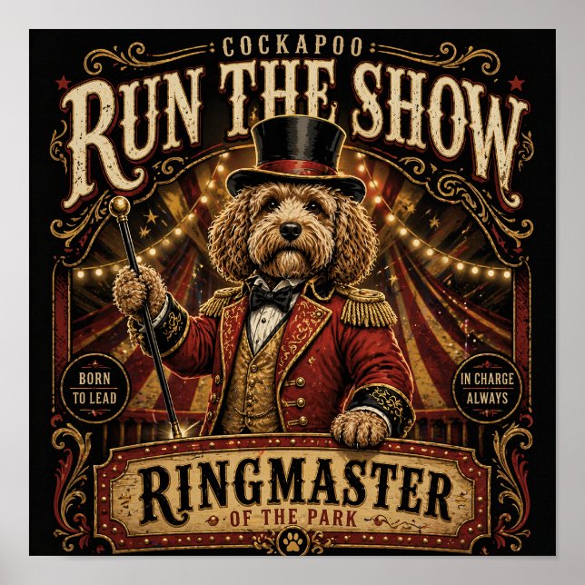Cockapoo Circus Ringmaster Poster Dog Wall Art (Front)
