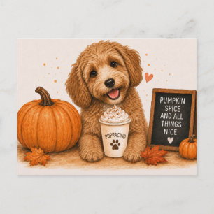 Cockapoo Cozy Pumpkin Spice Autumn Puppaccino Postcard