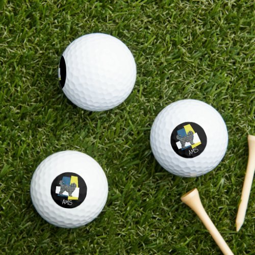 Cockapoo Cute Dog Monogram Silhouette TriGBlack Golf Balls