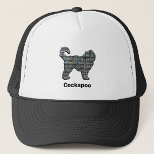 Cockapoo Cute Dog Silhouette Grid Custom Trucker Hat