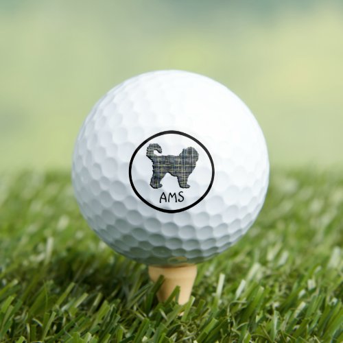Cockapoo Cute Dog Silhouette Monogram Grid Golf Balls