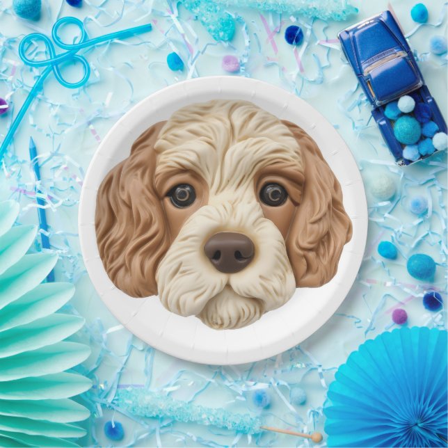 Cockapoo Dog 3D Inspired  Paper Plates (Party)