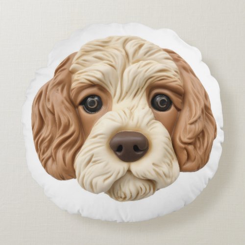 Cockapoo Dog 3D Inspired  Round Pillow