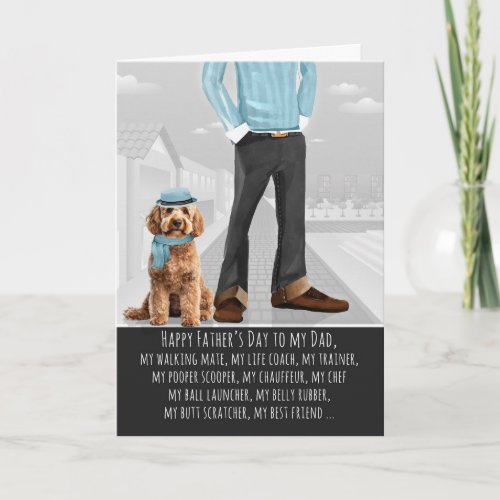 Cockapoo Dog and Dad for Father's Day Holiday Card
