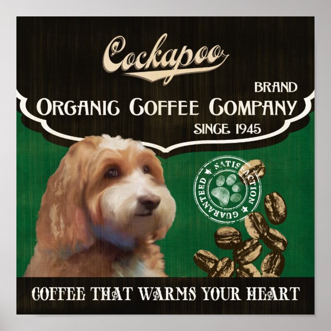 Cockapoo Dog Art Poster- Organic Coffee Company Poster (Front)