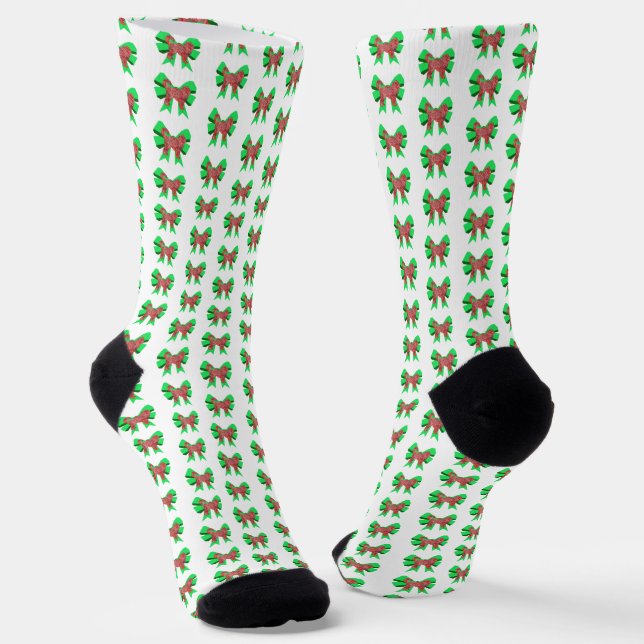 Cockapoo Dog Christmas Dog Bow Silhouette White Socks (Angled)
