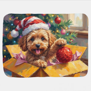 Cockapoo Dog Christmas Gift Box Surprise Baby Blanket