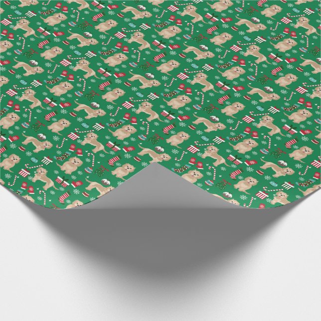 Cockapoo Dog Christmas holiday Wrapping Paper (Corner)