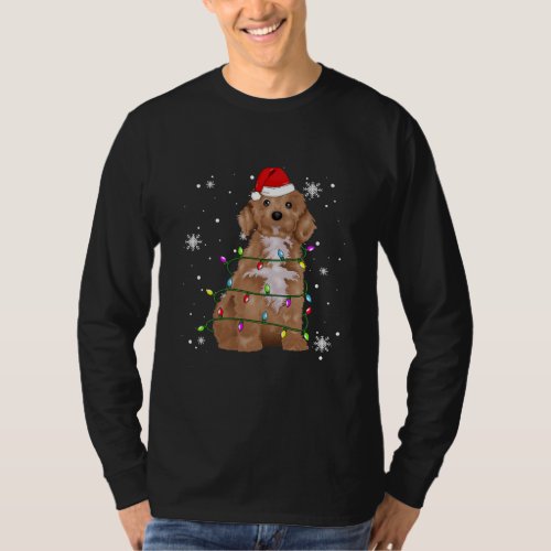 Cockapoo Dog Christmas Light Christmas Dog Santa T_Shirt