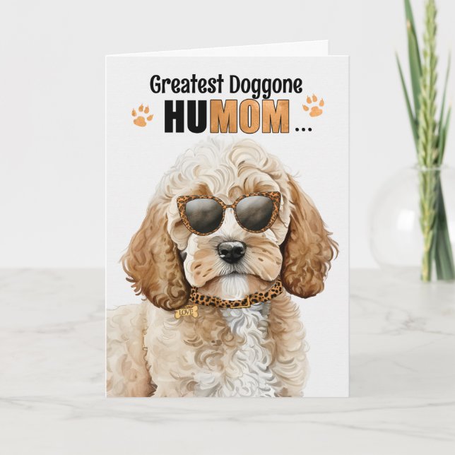 Cockapoo Dog Greatest HuMOM Mother's Day Holiday Card (Front)