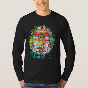 Cockapoo Dog In Easter Eggs Basket Bunnies Happy E T-Shirt