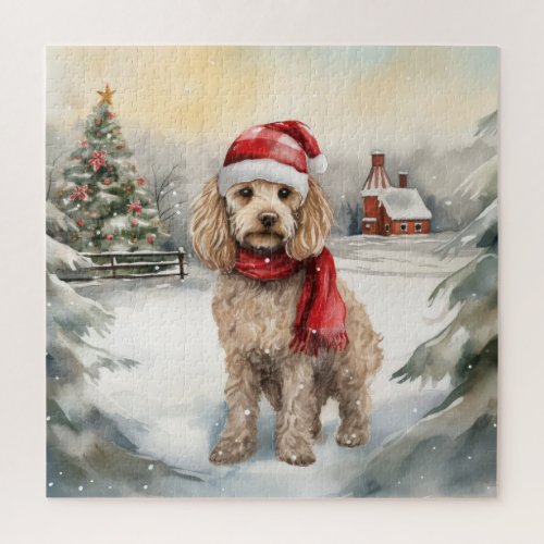 Cockapoo Dog in Snow Christmas  Jigsaw Puzzle